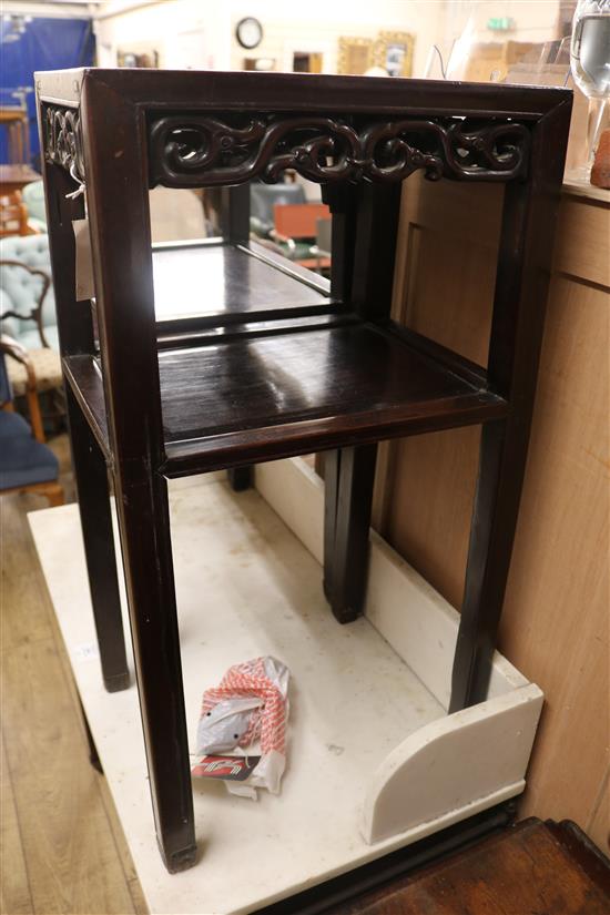 Two Chinese hardwood tables W.45cm and 41cm